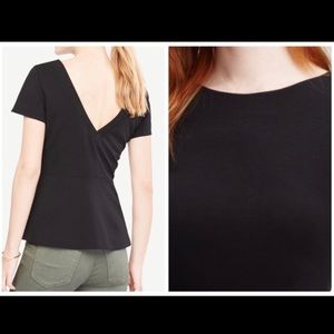 Ann Taylor V-Back Peplum Top